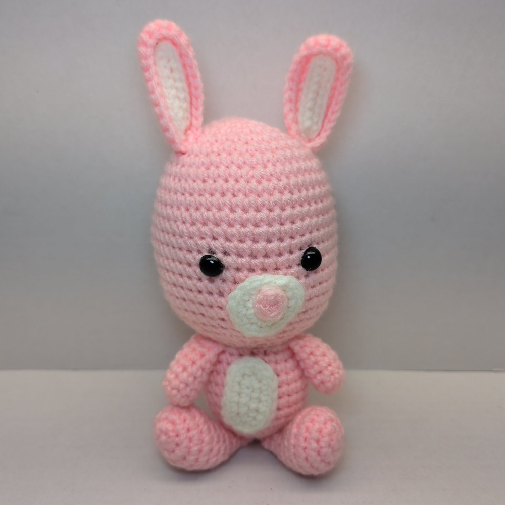 Handmade Crochet Pink Bunny Rabbit Amigurumi Plush Stuffed Animal 9 inch